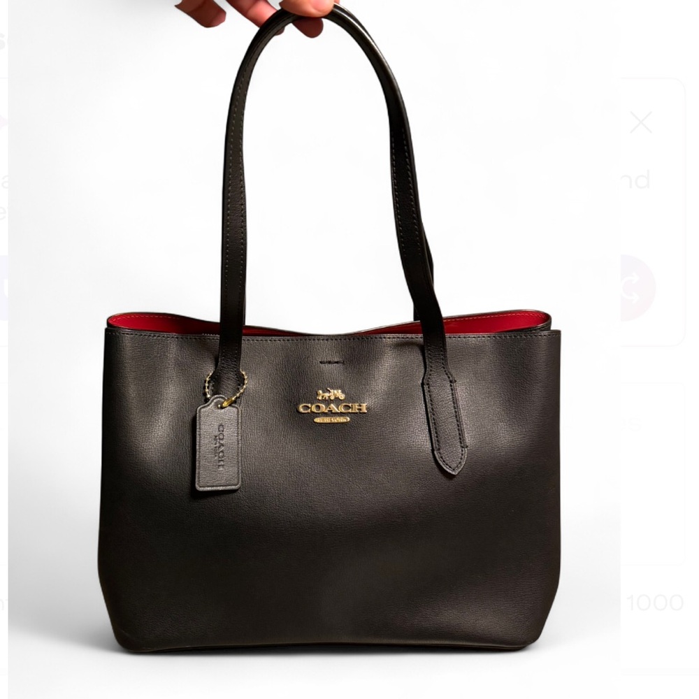 COACH Large Avenue Carryall handbag shoulder bag black leather tote F48733 - Picture 13 of 13